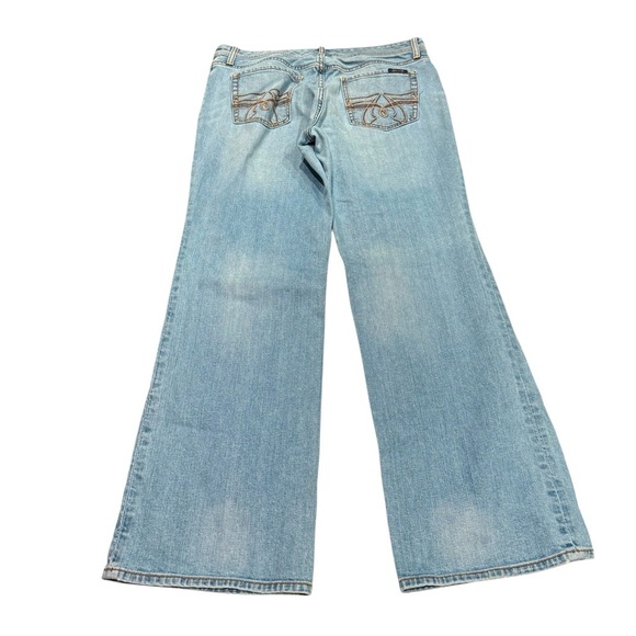 Seven7 Denim Flare Jean Light Wash Back Pocket Detail Women’s Size 12 - Picture 2 of 4